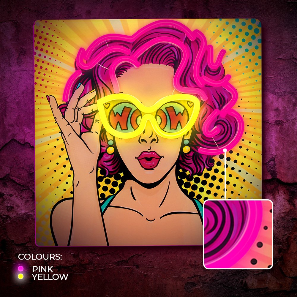 Forever Light gaisma Neon ART LED Power Woman dzeltens-violets FLA02 Forever