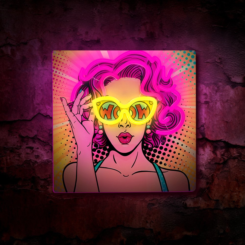 Forever Light gaisma Neon ART LED Power Woman dzeltens-violets FLA02 Forever