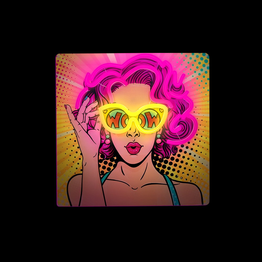 Forever Light gaisma Neon ART LED Power Woman dzeltens-violets FLA02 Forever