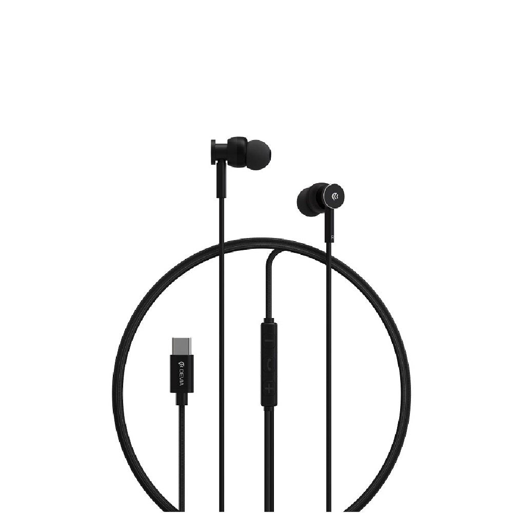 Devia vadu austiņas Smart M1 digitāls metāla USB-C, melnas