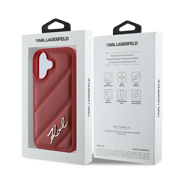 Karl Lagerfeld vāciņš iPhone 16 6,1", sarkans (KLHCP16SPQDSMGR)