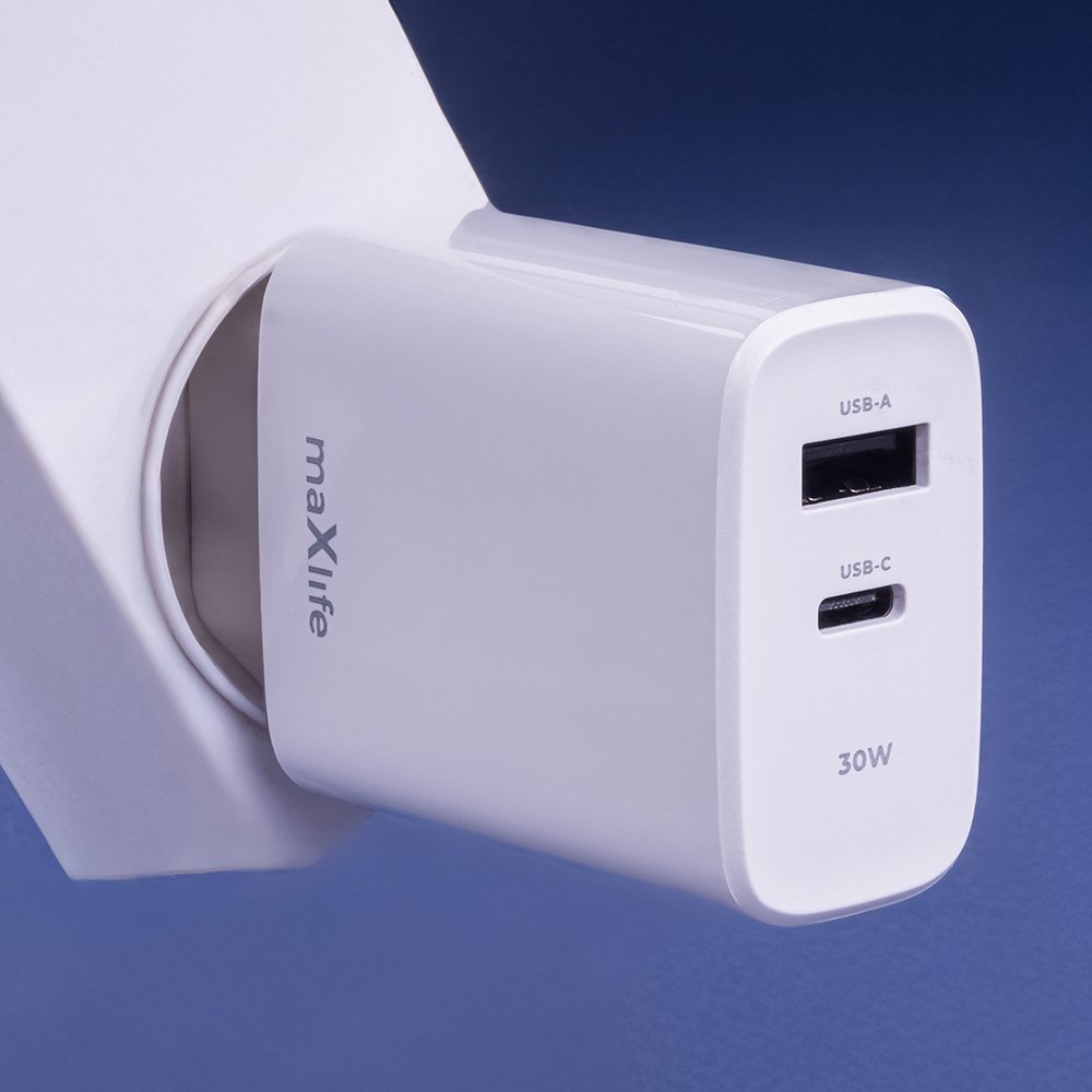 Maxlife lādētājs MXTC-10-30AC PD QC 1x USB-C 1x USB 30W, balts
