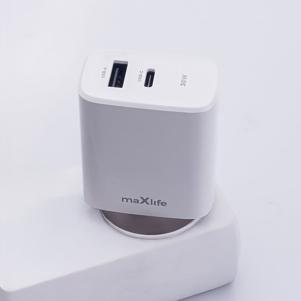 Maxlife lādētājs MXTC-10-30AC PD QC 1x USB-C 1x USB 30W, balts