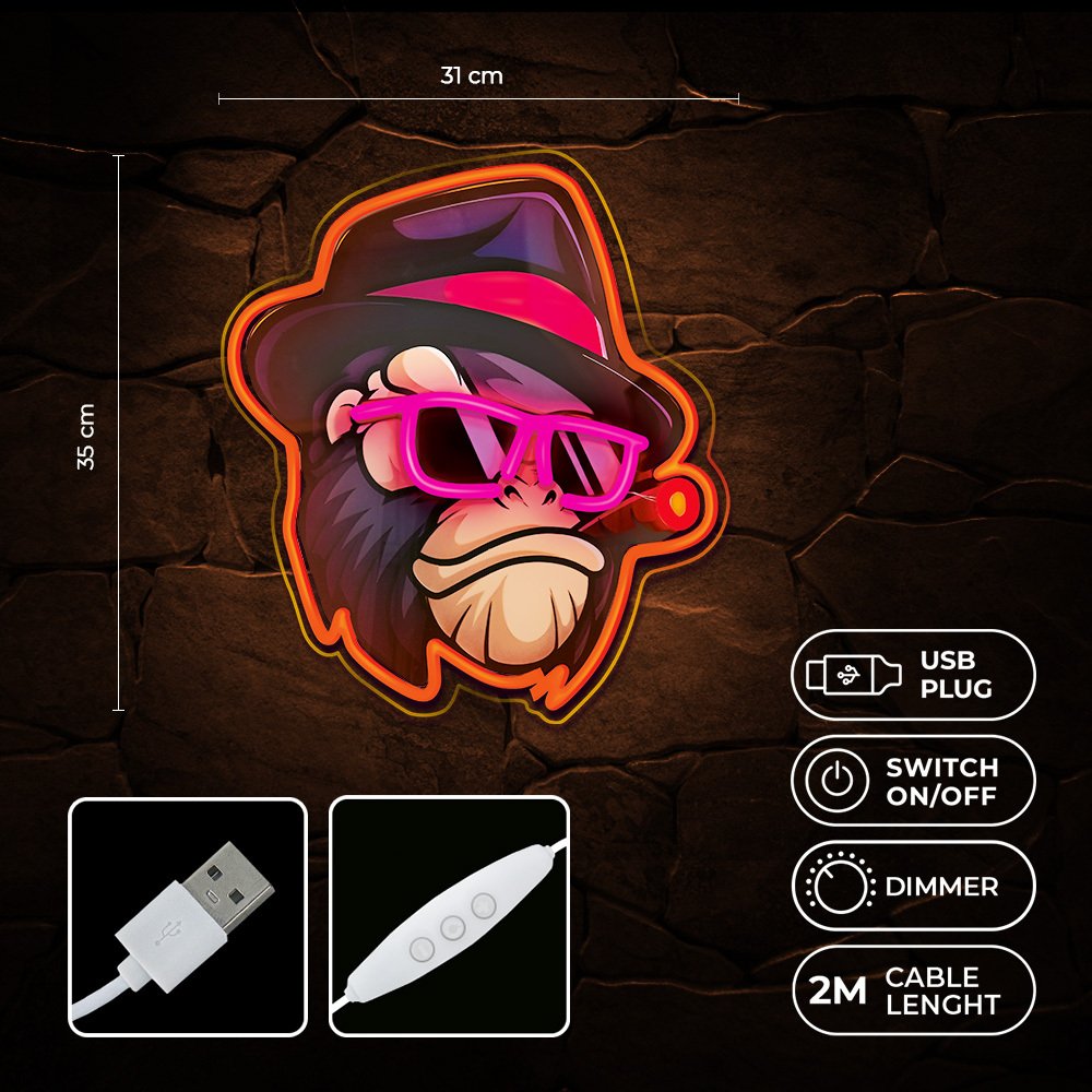 Forever Light gaisma Neon ART LED Gangsta Monkey daudzkrāsains FLA03 Forever