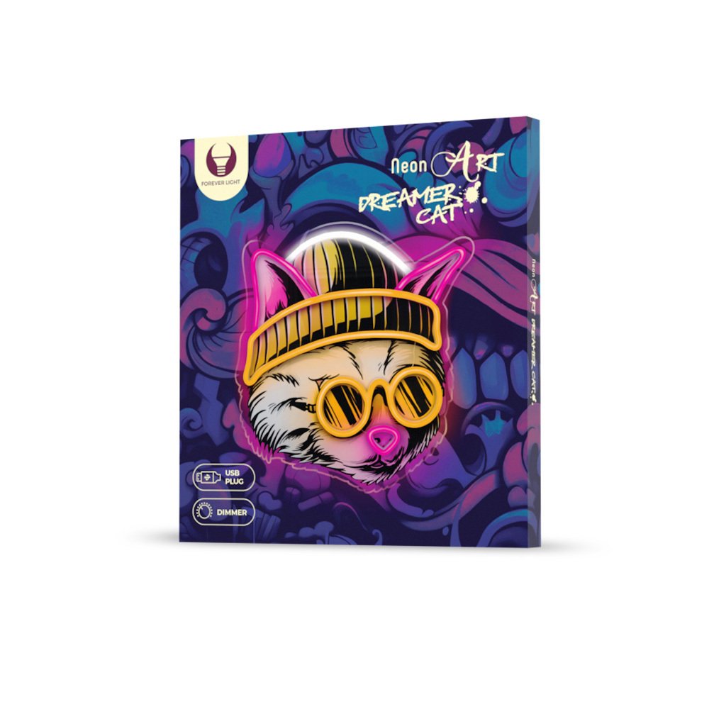 Forever Light gaisma Neon ART LED CAT Dreamer daudzkrāsains FLA04 Forever