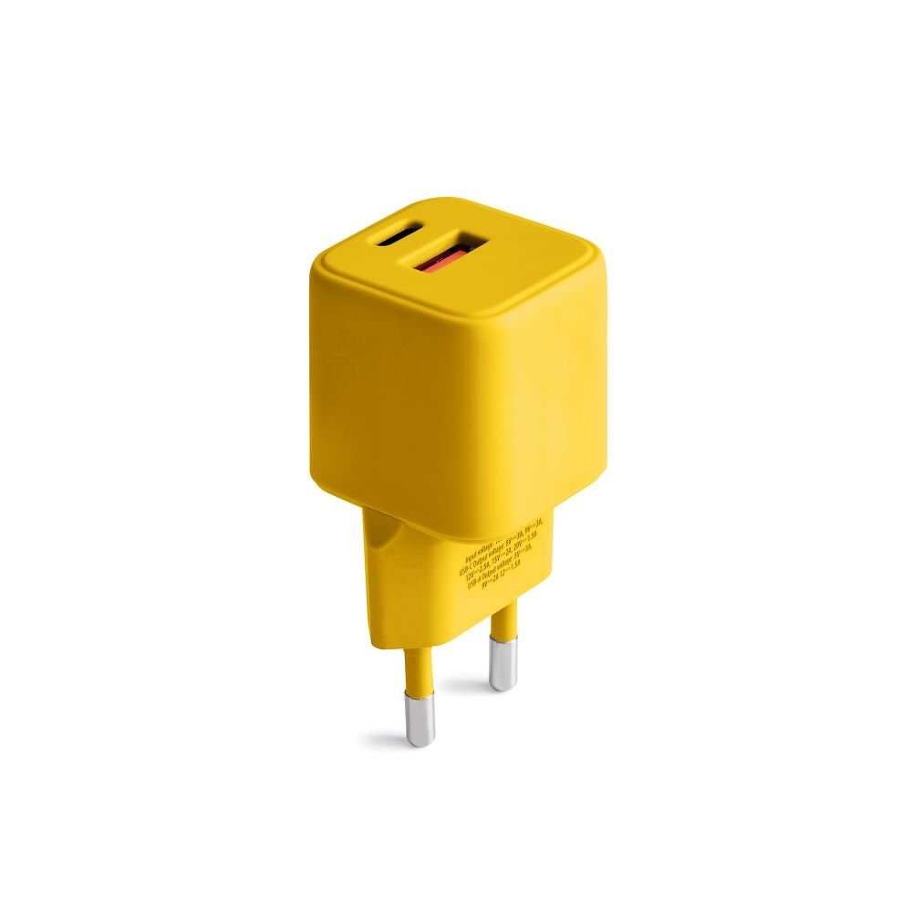 Colorum tīkla lādētājs USB-A + USB-C PD 30W CLS30-AC-05 x dzeltens
