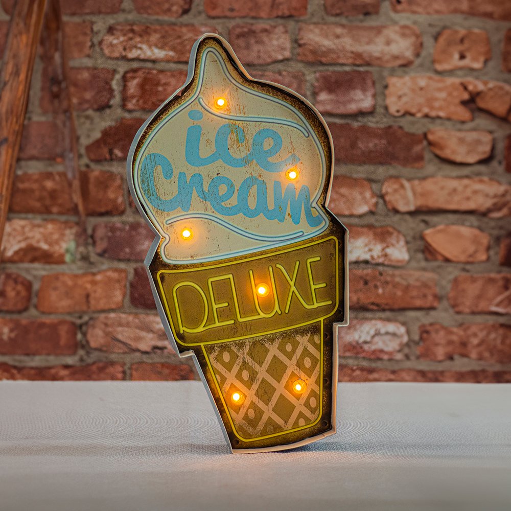 Forever Light gaisma Retro metāla Sign LED Ice bēšs