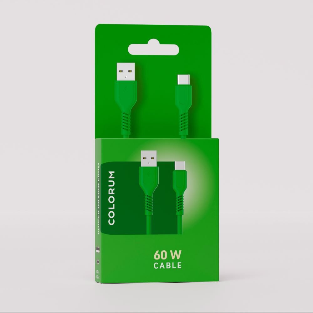 Colorum kabelis USB-A - USB-C 1,8m 3A CK60-AC-04 x zaļš