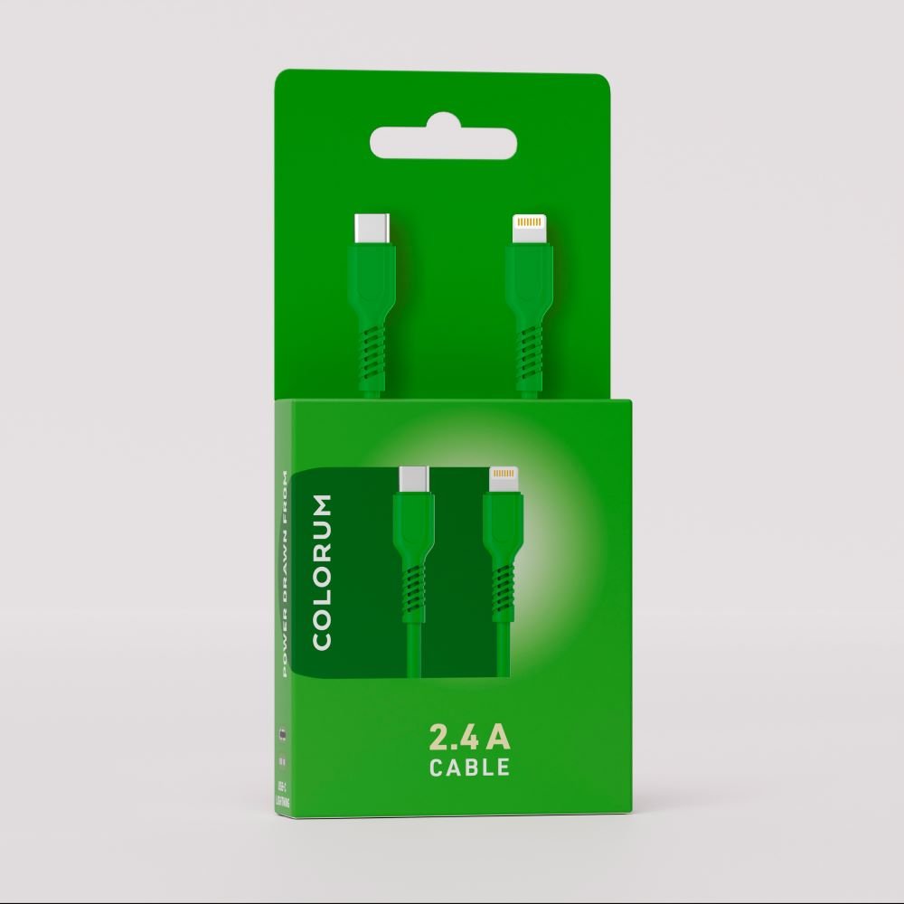 Colorum kabelis USB-C - Lightning 1,8m 2,4A CK12-CL-04 x zaļš