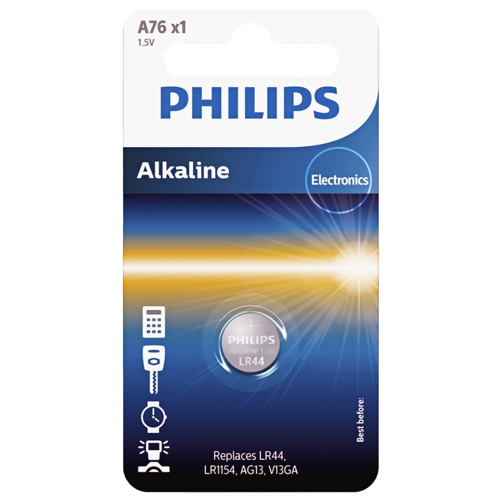 PHILIPS baterija LR44/LR1154 pogu baterijas Alkaline 1gab blisteris