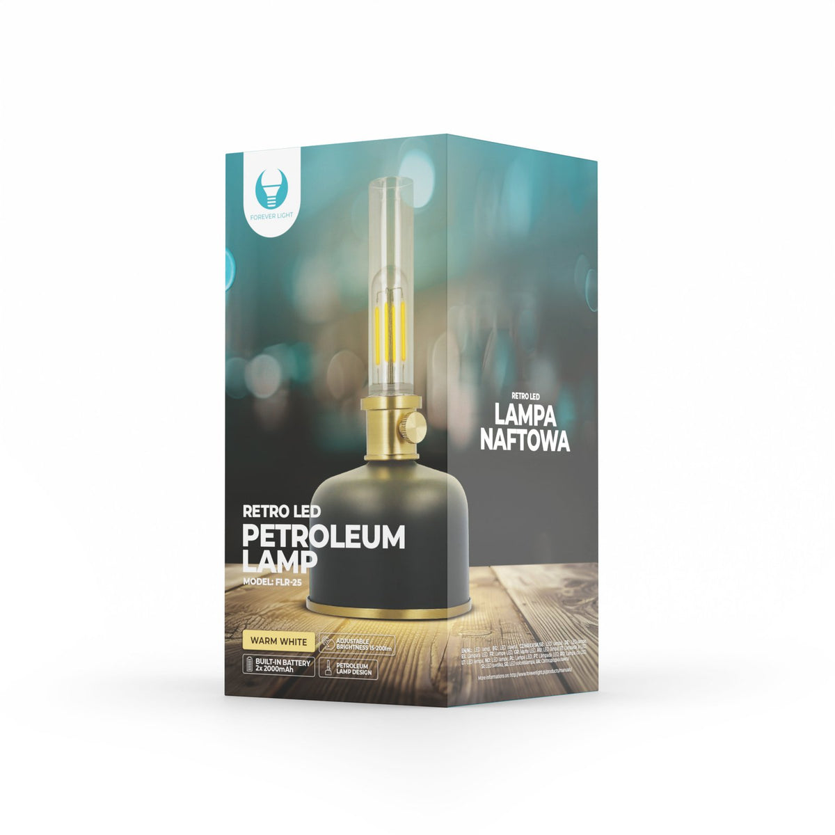 Forever Light Retro petrolejas LED lampa FLR-25, melna
