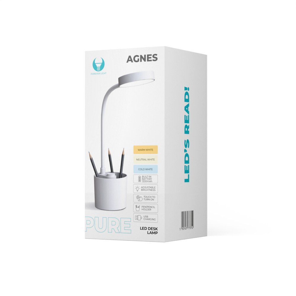 Galda LED 5W lampa ar pildspalvu turētāju PURE FLB-20 AGNES balta Forever Light
