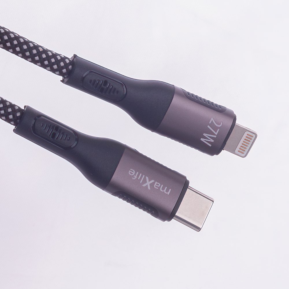Maxlife MXUC-11 magnētiskais kabelis USB-C - Lightning 1,0 m 27W melns neilons