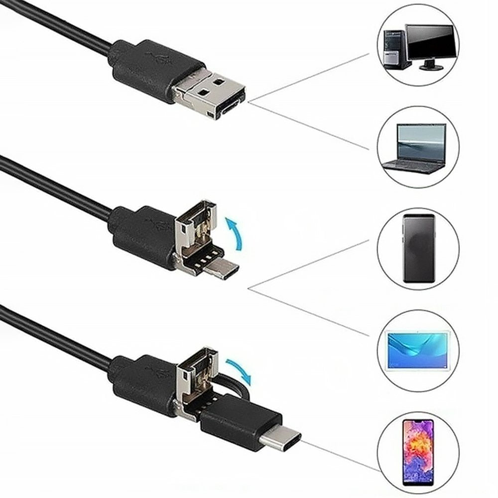 Endoskopa kamera ar 3,5 m objektīvu, 8/7/5,5 mm USB-C/Micro-USB LTC