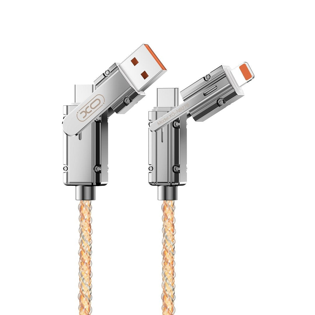 XO kabelis NB276 4w1 USB-C - Lightning + USB - USB-C 60W 1,0m pelēks