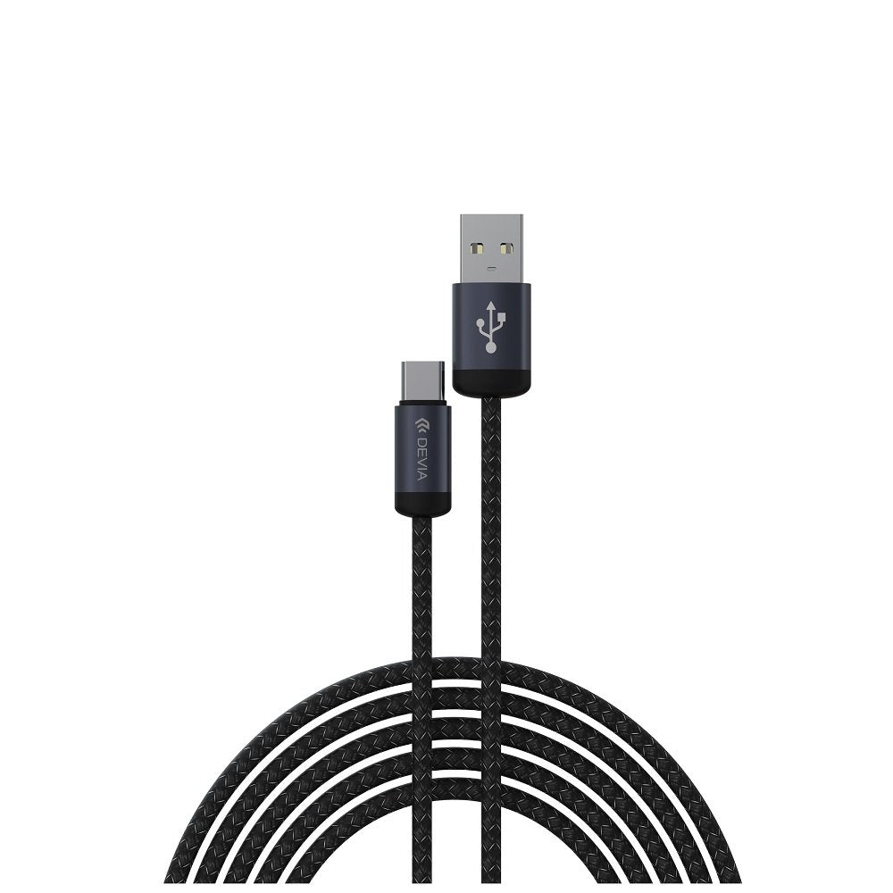 Devia kabelis Gracious EC649 USB - USB-C 1,0 m 2A, melns
