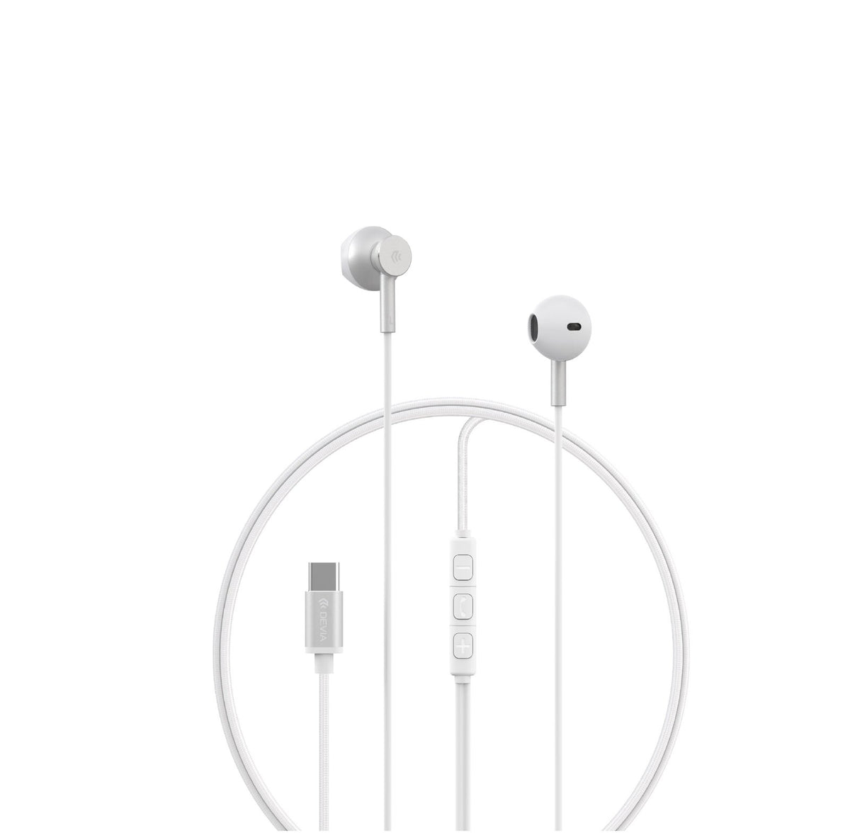 Devia vadu austiņas Smart M2 digitāls metāla USB-C, sudrabainas
