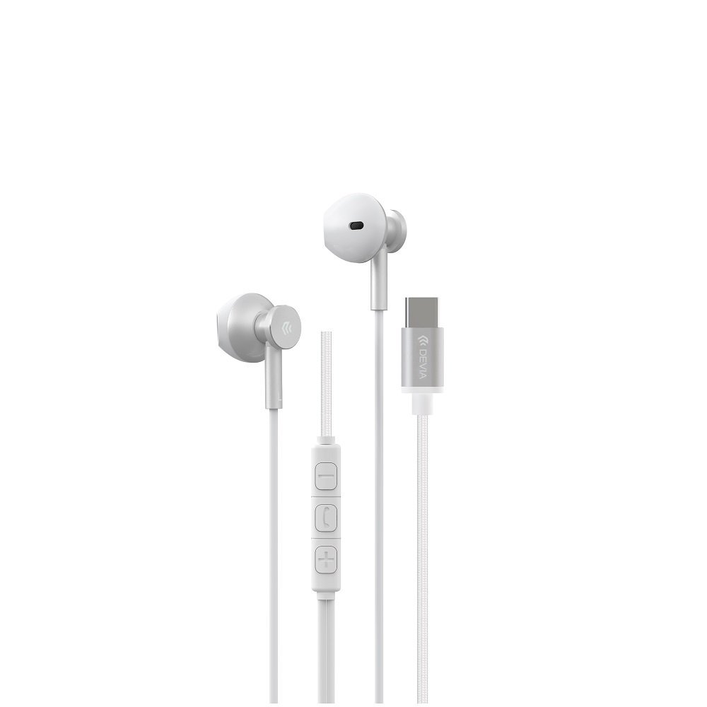 Devia vadu austiņas Smart M2 digitāls metāla USB-C, sudrabainas