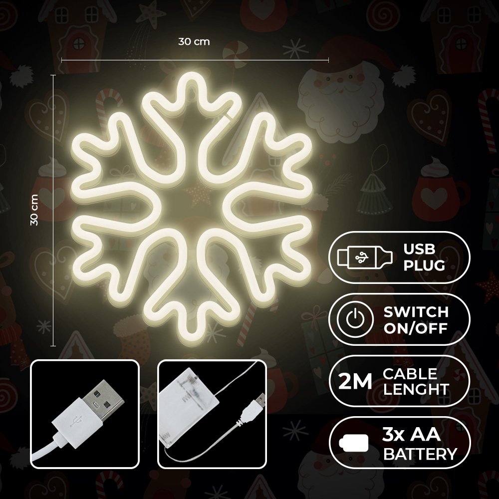 Forever Light gaisma Neon LED Christmas Snowflake balts FLNE20 Forever