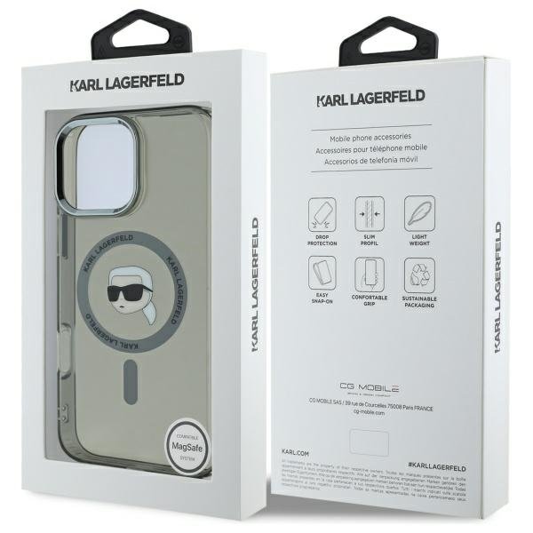 Karl Lagerfeld MagSafe vāciņš iPhone 16 Pro 6,3", melns (KLHMP16LHLSKIK)