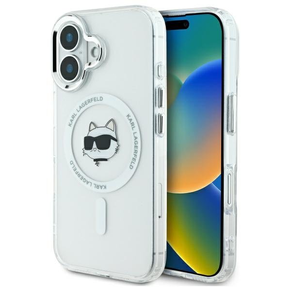 Karl Lagerfeld MagSafe vāciņš iPhone 16 6,1", balts (KLHMP16SHLSCHH)