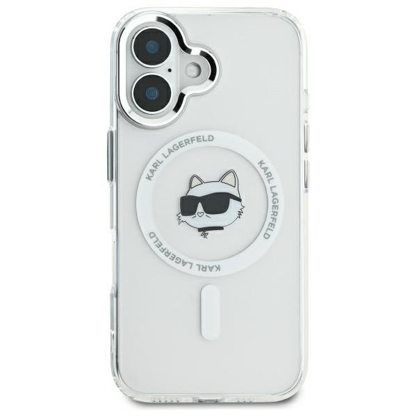 Karl Lagerfeld MagSafe vāciņš iPhone 16 6,1", balts (KLHMP16SHLSCHH)