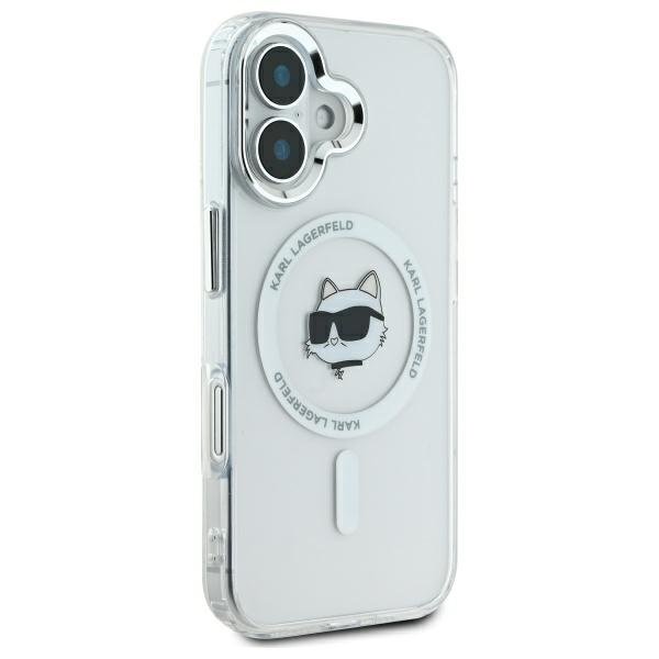 Karl Lagerfeld MagSafe vāciņš iPhone 16 6,1", balts (KLHMP16SHLSCHH)