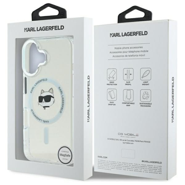 Karl Lagerfeld MagSafe vāciņš iPhone 16 6,1", balts (KLHMP16SHLSCHH)