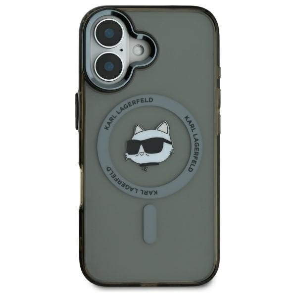 Karl Lagerfeld MagSafe vāciņš iPhone 16 6,1", melns (KLHMP16SHLSCHK)