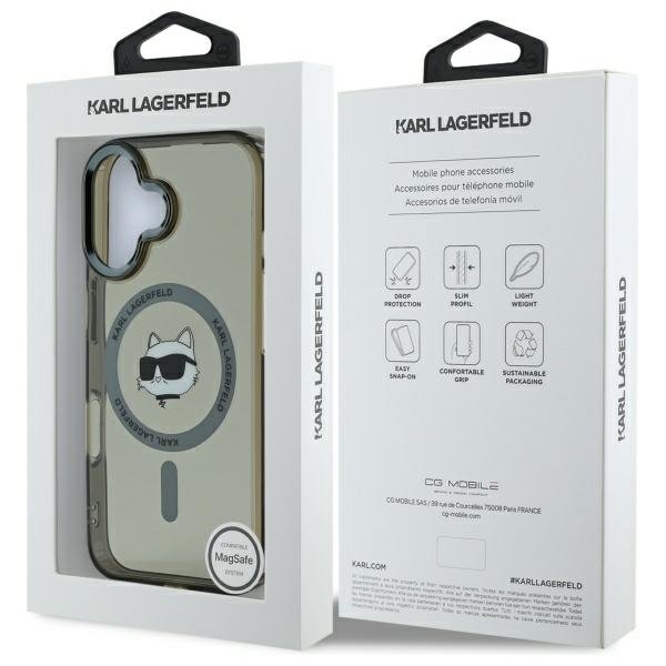 Karl Lagerfeld MagSafe vāciņš iPhone 16 6,1", melns (KLHMP16SHLSCHK)