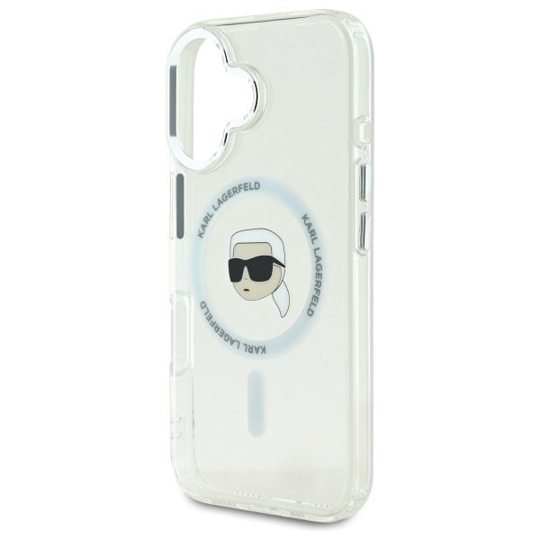 Karl Lagerfeld MagSafe vāciņš iPhone 16 6,1", balts (KLHMP16SHLSKIH)