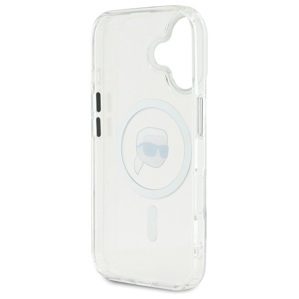 Karl Lagerfeld MagSafe vāciņš iPhone 16 6,1", balts (KLHMP16SHLSKIH)