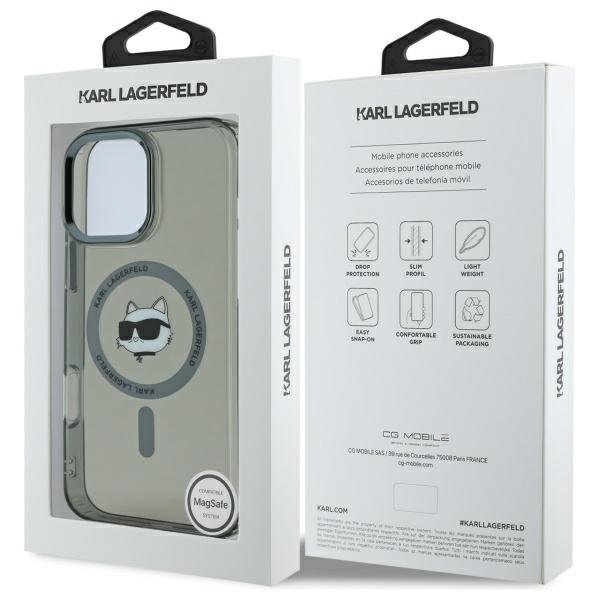 Karl Lagerfeld MagSafe vāciņš iPhone 16 Pro Max 6,9", melns (KLHMP16XHLSCHK)