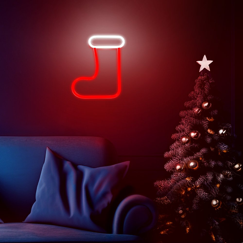Forever Light gaisma Neon LED Christmas Sock balts, sarkans FLNE23 Forever