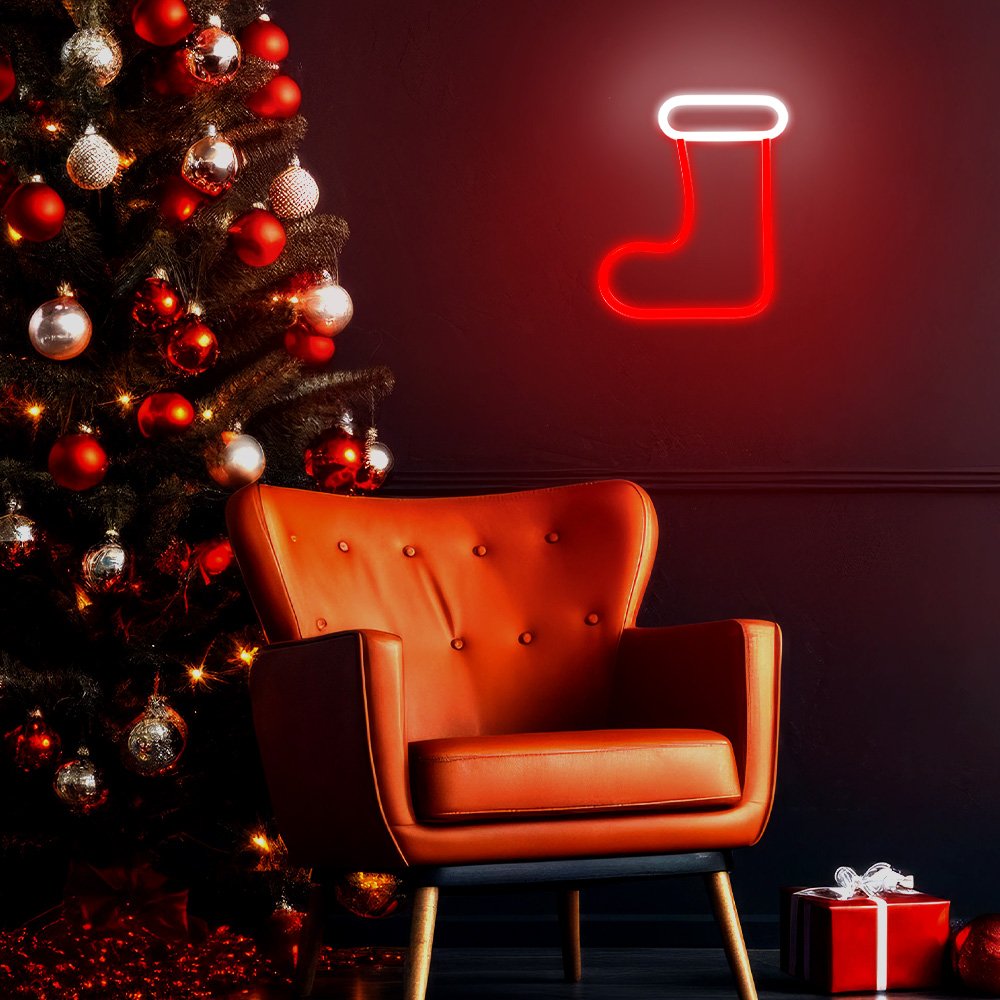 Forever Light gaisma Neon LED Christmas Sock balts, sarkans FLNE23 Forever