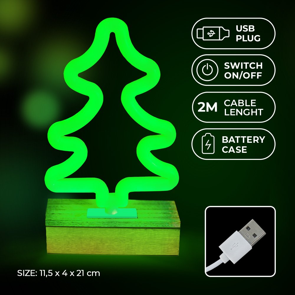 Forever Light statīvs Neon Wood LED Tree zaļš FLNW03