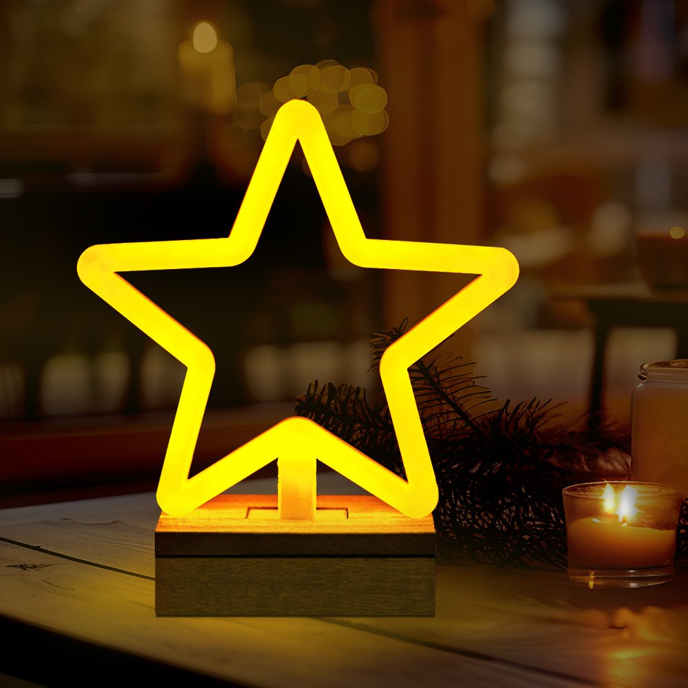 Forever Light statīvs Neon Wood LED Star silti balts FLNW04