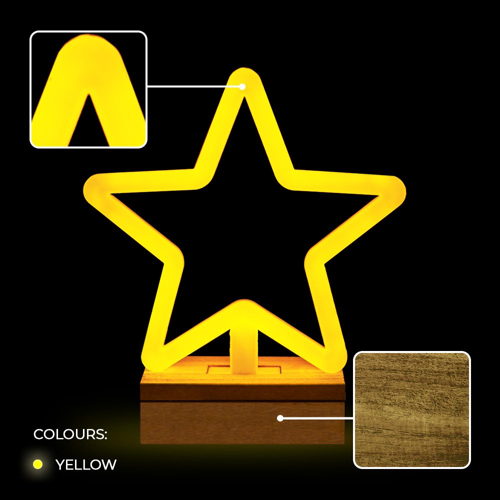 Forever Light statīvs Neon Wood LED Star silti balts FLNW04