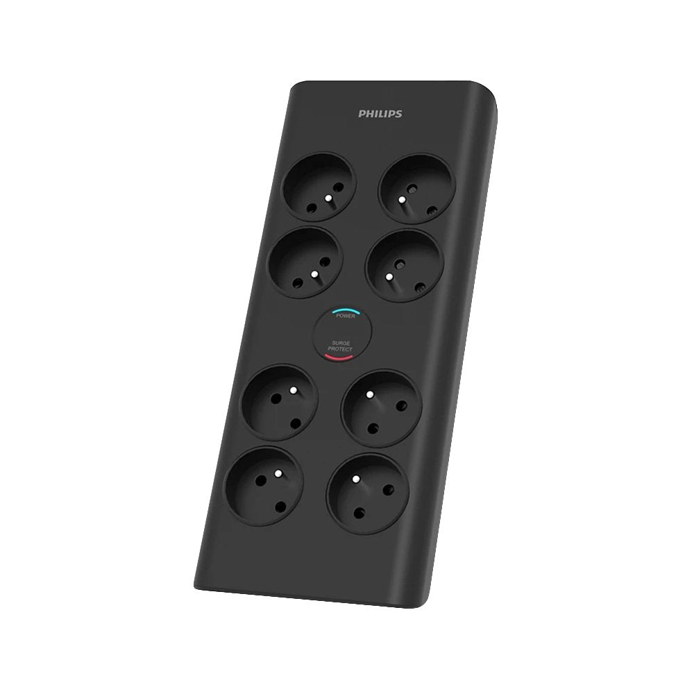 Philips pagarinātājs Pret pārsprieguma strāvas pagarinātājs 8 rozetes 2m 16A, melns