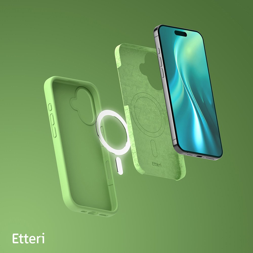 Etteri Silicone Mag case for iPhone 16 Plus 6,7" light green