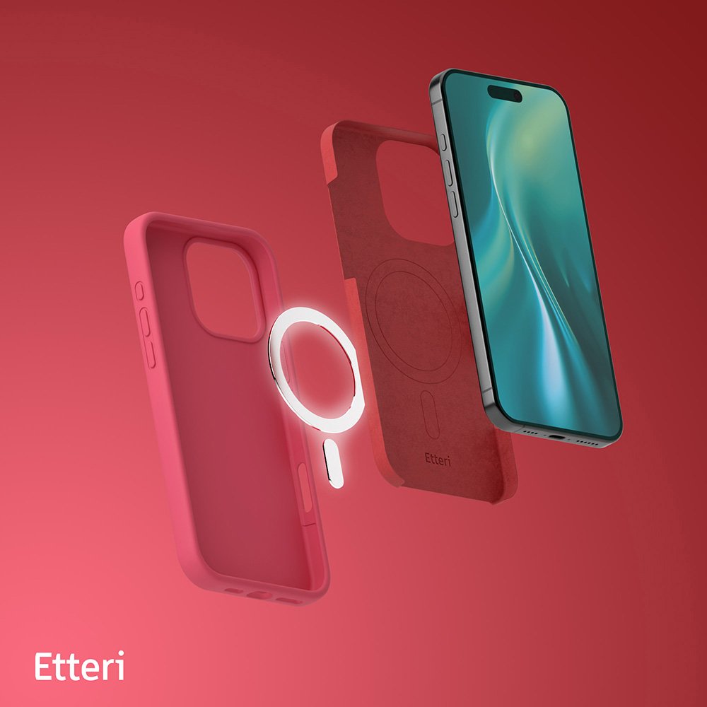 Etteri Silicone Mag case for iPhone 16 Pro Max 6,9" raspberry