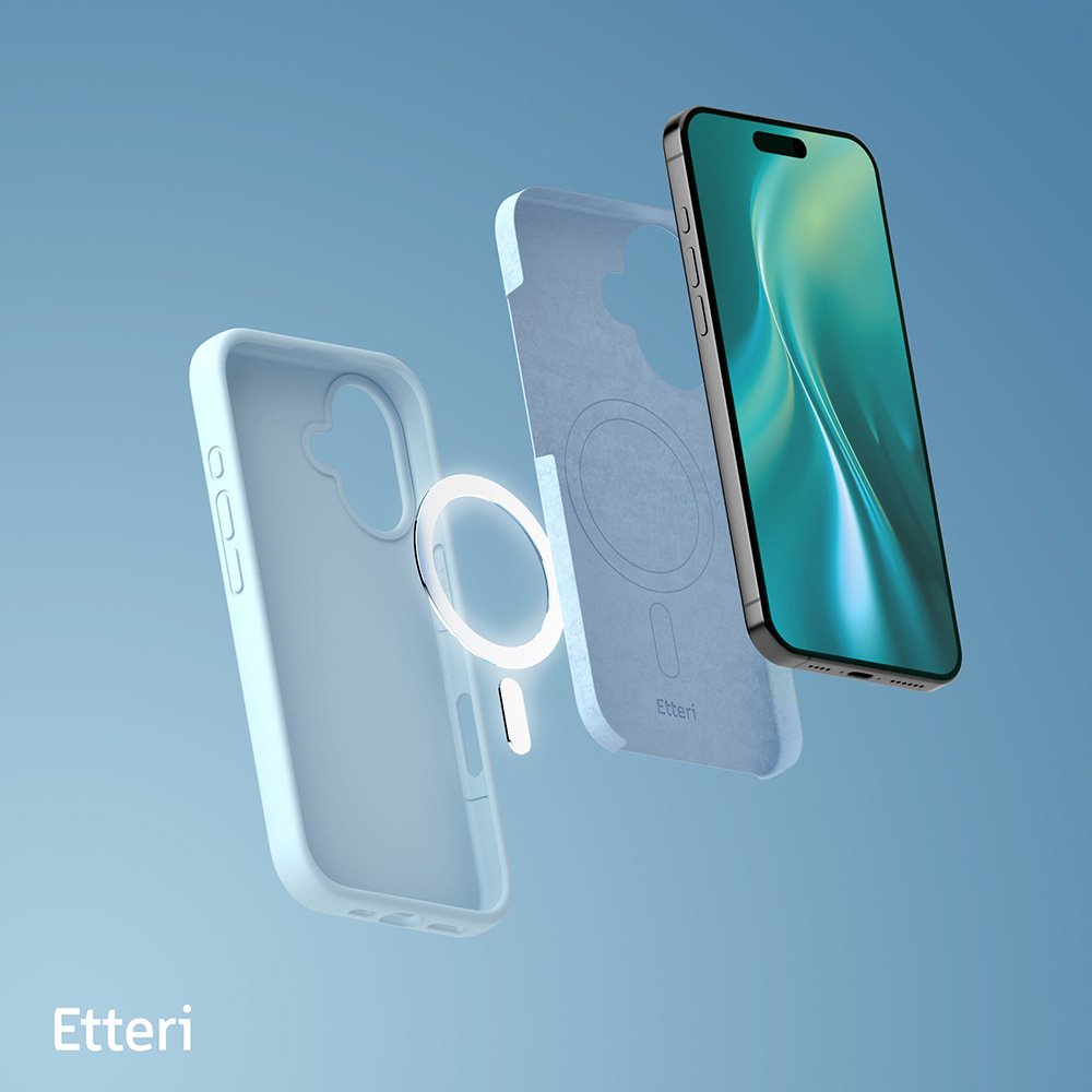 Etteri Silicone Mag case for iPhone 16 6,1" light blue