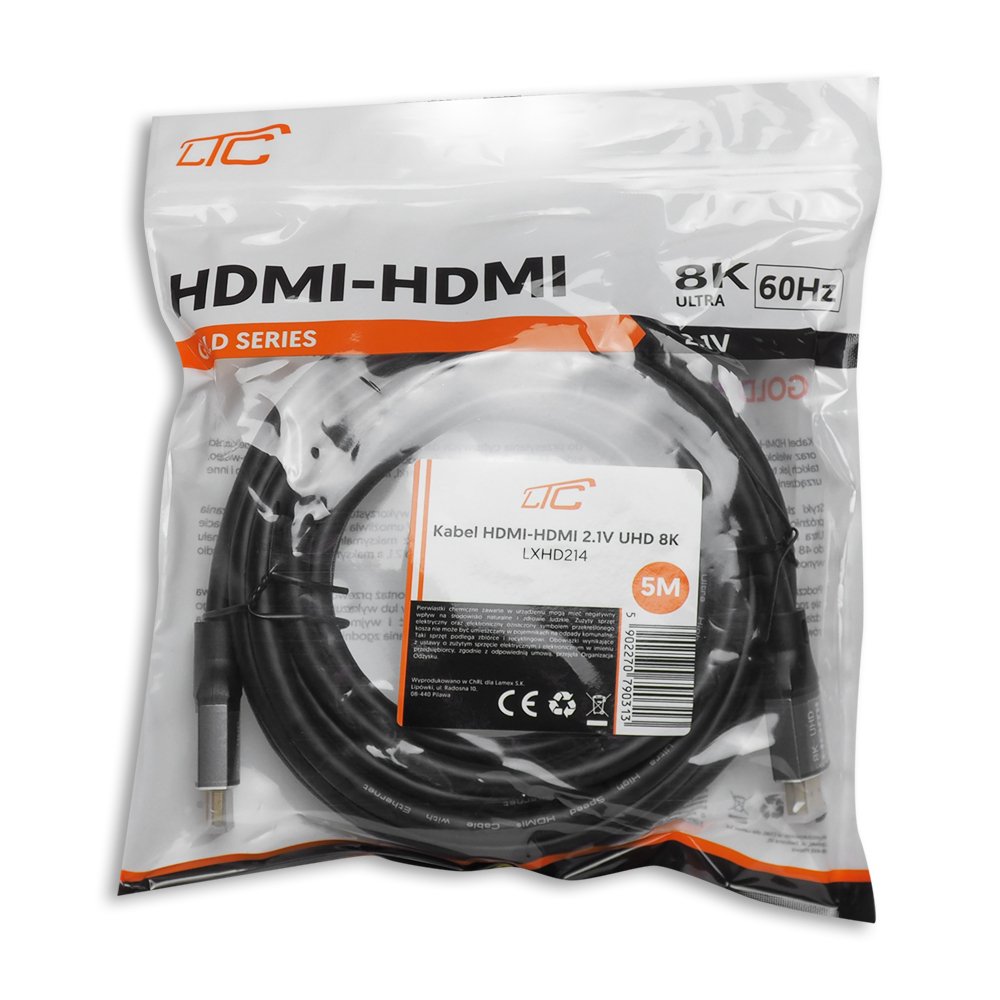 LTC kabelis Hdmi-hdmi (v2.1 | 8K | 5 m), melns