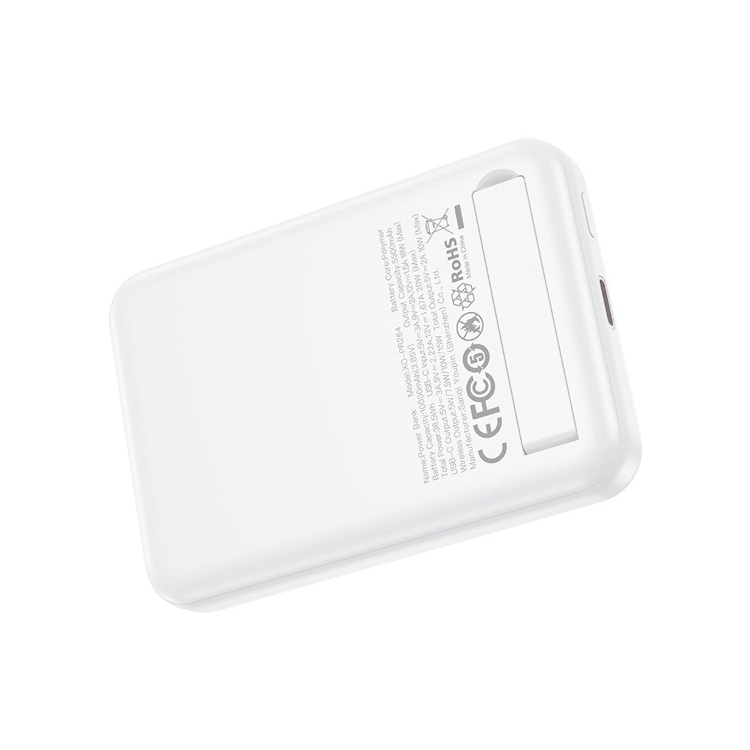 XO magnētiskais pārnēsājamais akumulators PR264 20W 10000mAh balts