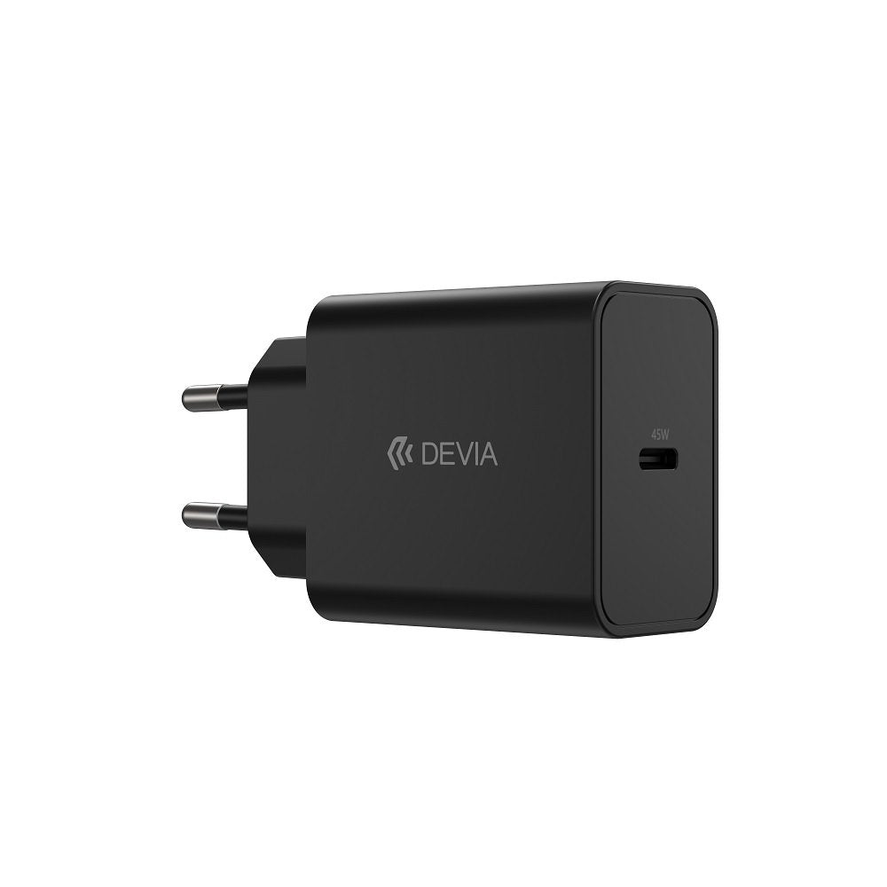 Devia tīkla lādētājs Rocket PD 45W 1x USB-C melns+ kabelis USB-C - USB-C
