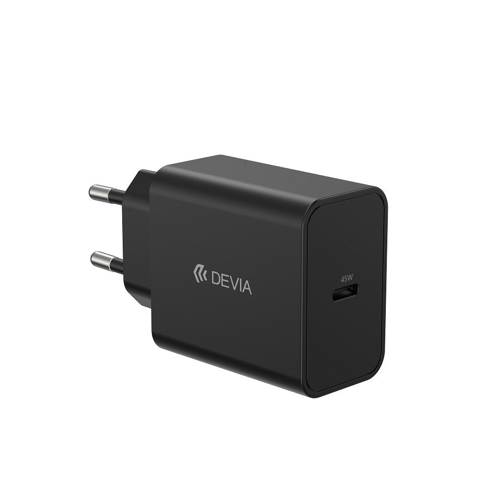 Devia tīkla lādētājs Rocket PD 45W 1x USB-C melns+ kabelis USB-C - USB-C