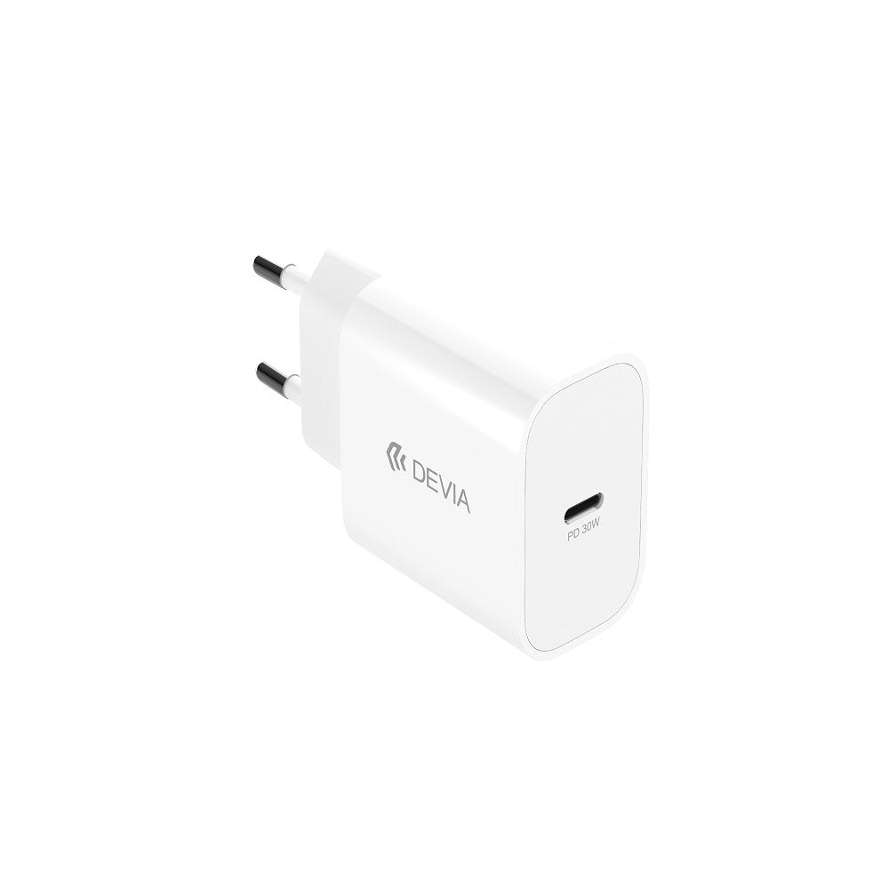 Devia tīkla lādētājs Smart PD GaN 30W 1x USB-C balts + kabelis USB-C - Lightning