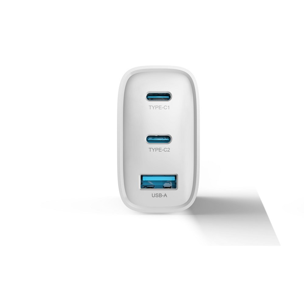 Devia tīkla lādētājs Extreme PD GaN 65W 2x USB-C 1x USB balts + kabelis USB-C - USB-C klēpjdatora lādētājs