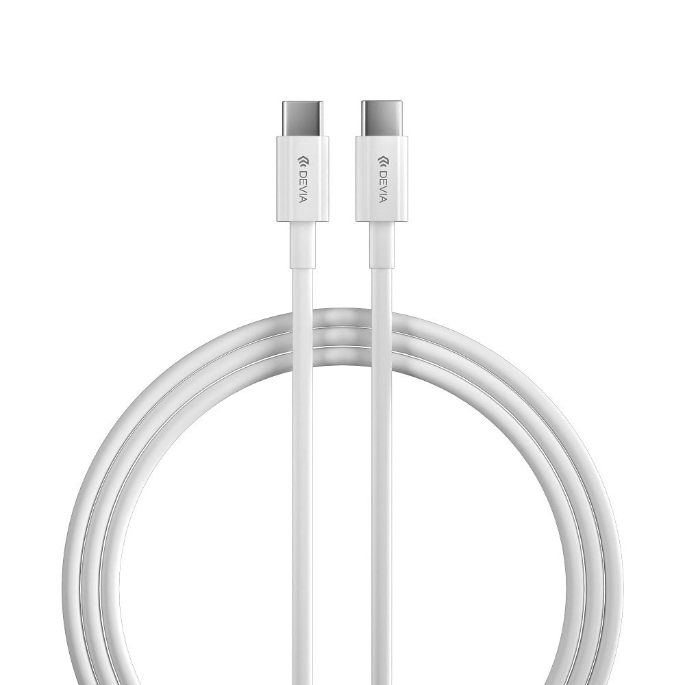 Devia tīkla lādētājs Extreme PD GaN 65W 2x USB-C 1x USB balts + kabelis USB-C - USB-C klēpjdatora lādētājs