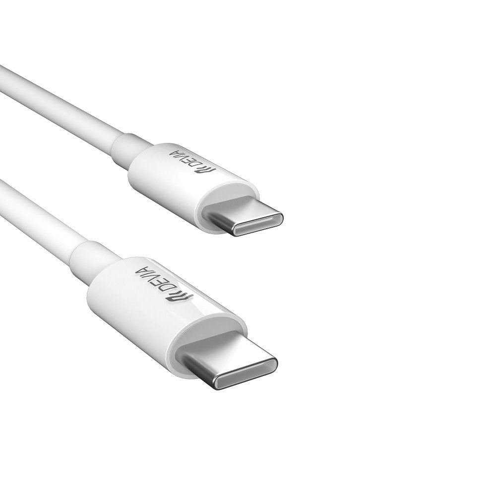 Devia tīkla lādētājs Extreme PD GaN 65W 2x USB-C 1x USB balts + kabelis USB-C - USB-C klēpjdatora lādētājs